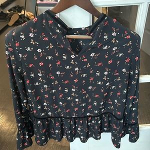 Zara Floral Black Blouse Medium